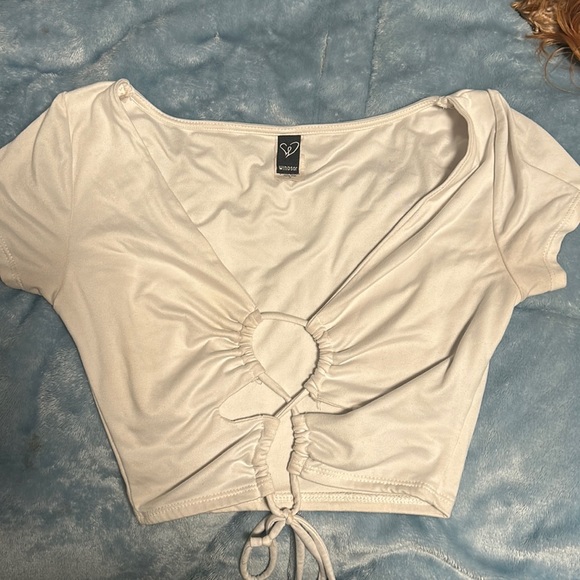 Windsor Tops - Cross string white crop top